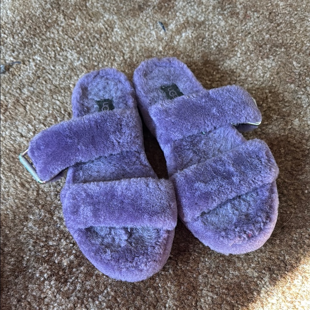 UGG Cozy Purple Fuzzy Sandals